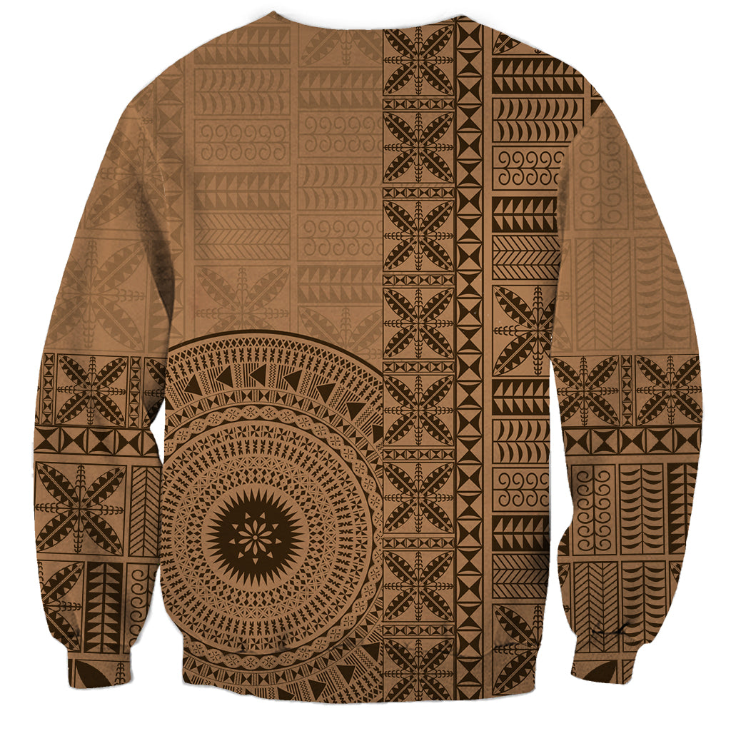 Fakaalofa Lahi Atu Niue Sweatshirt Vintage Hiapo Pattern Brown Version LT14 - Polynesian Pride