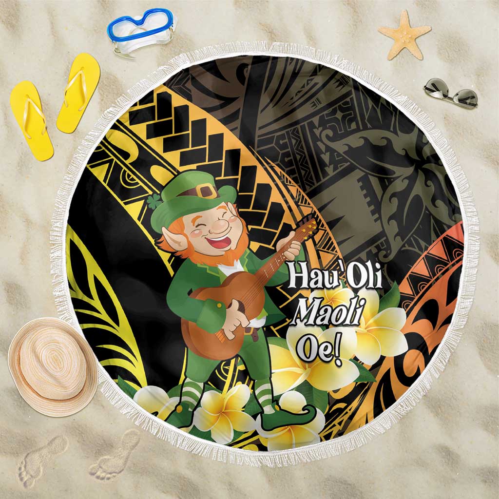 Hawaii Saint Patrick's Day Beach Blanket Ukulele Leprechaun Hau'Oli Maoli Oe!