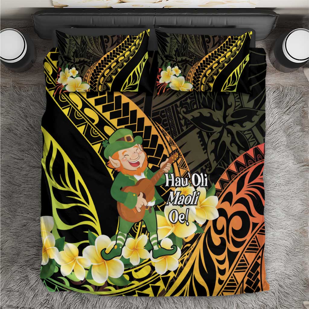 Hawaii Saint Patrick's Day Bedding Set Ukulele Leprechaun Hau'Oli Maoli Oe!