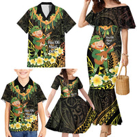 Hawaii Saint Patrick's Day Family Matching Mermaid Dress and Hawaiian Shirt Ukulele Leprechaun Hau'Oli Maoli Oe!