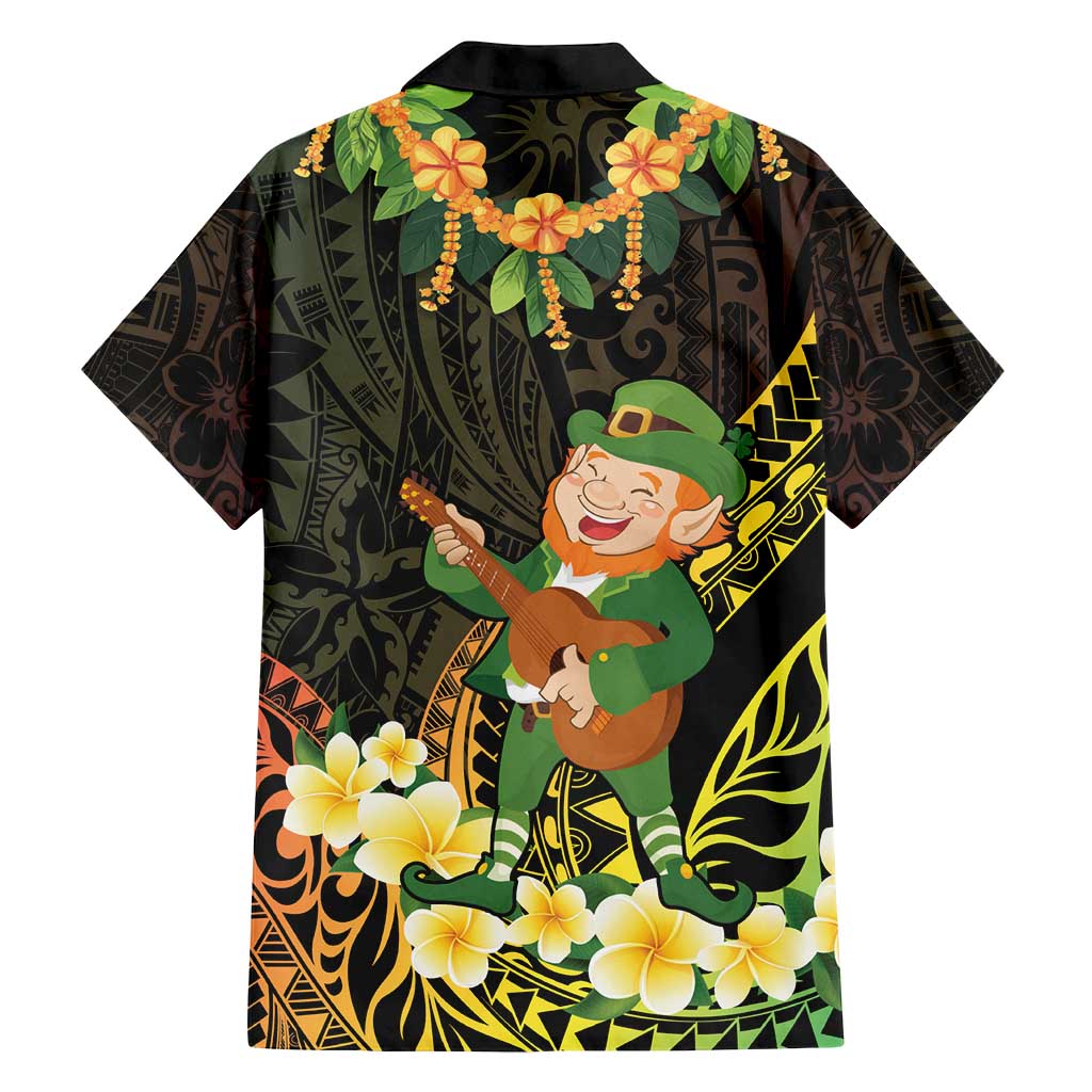 Hawaii Saint Patrick's Day Family Matching Puletasi and Hawaiian Shirt Ukulele Leprechaun Hau'Oli Maoli Oe!