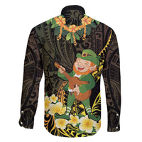 Hawaii Saint Patrick's Day Family Matching Short Sleeve Bodycon Dress and Hawaiian Shirt Ukulele Leprechaun Hau'Oli Maoli Oe!
