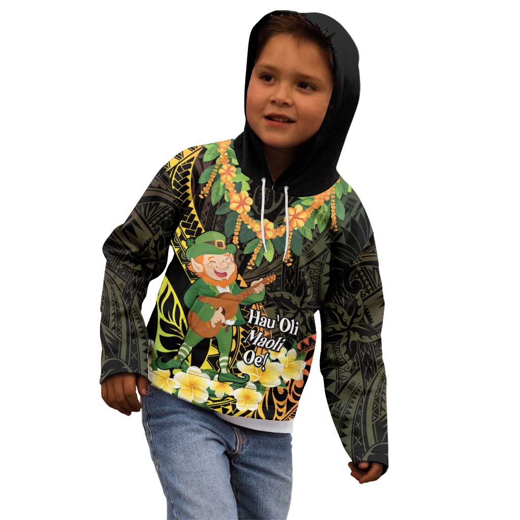 Hawaii Saint Patrick's Day Kid Hoodie Ukulele Leprechaun Hau'Oli Maoli Oe!