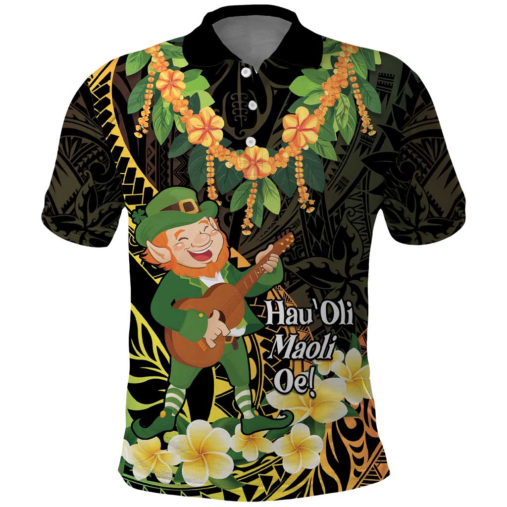 Hawaii Saint Patrick's Day Polo Shirt Ukulele Leprechaun Hau'Oli Maoli Oe!