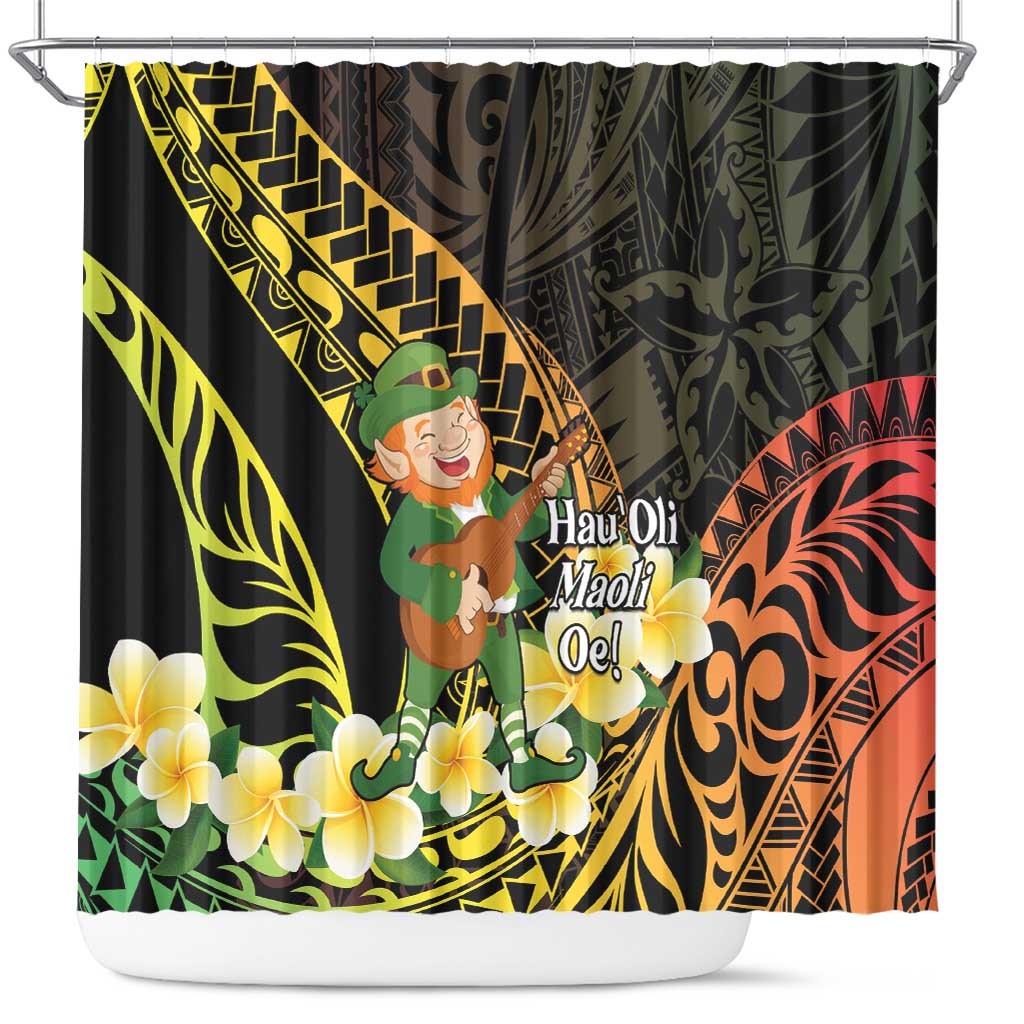 Hawaii Saint Patrick's Day Shower Curtain Ukulele Leprechaun Hau'Oli Maoli Oe!