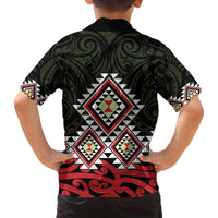 Kia Ora Aotearoa Family Matching Off The Shoulder Long Sleeve Dress and Hawaiian Shirt 2025 Pasifika Maori Taniko Motifs