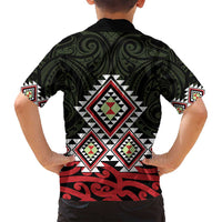 Kia Ora Aotearoa Family Matching Off Shoulder Short Dress and Hawaiian Shirt 2025 Pasifika Maori Taniko Motifs LT14 - Polynesian Pride