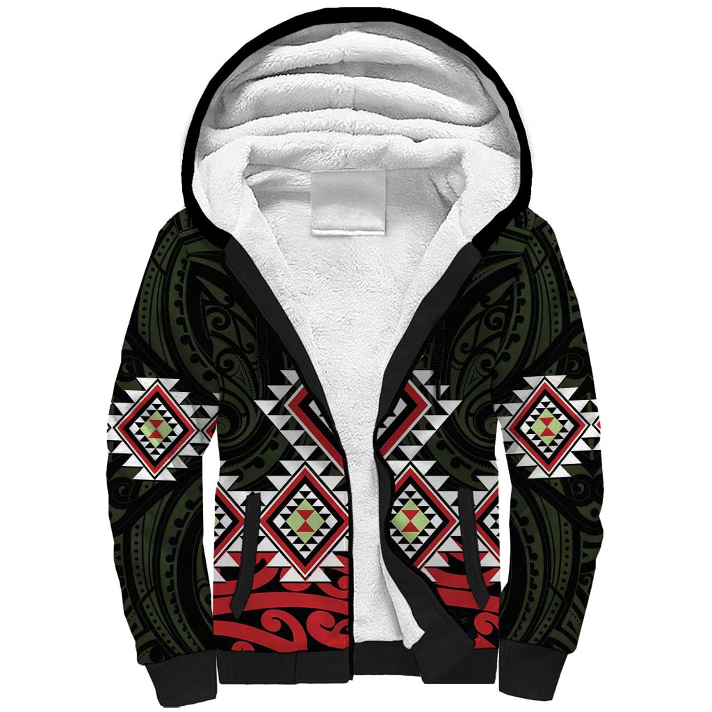 Kia Ora Aotearoa Sherpa Hoodie 2025 Pasifika Maori Taniko Motifs