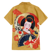 Japanese Geisha Koi Fish Family Matching Off The Shoulder Long Sleeve Dress and Hawaiian Shirt Cherry Blossoms Yellow Seigaiha Pattern LT14 - Polynesian Pride