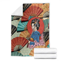 Japanese Geisha Katana Blanket Japan Sensu Seigaiha Pattern - Polynesian Pride