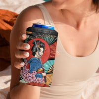 Japanese Geisha Katana 4 in 1 Can Cooler Tumbler Japan Sensu Seigaiha Pattern - Polynesian Pride