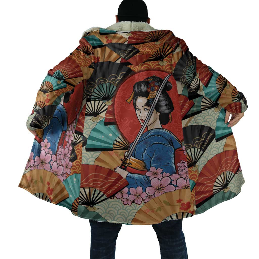Japanese Geisha Katana Cloak Japan Sensu Seigaiha Pattern - Polynesian Pride