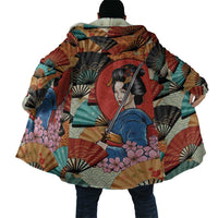 Japanese Geisha Katana Cloak Japan Sensu Seigaiha Pattern - Polynesian Pride