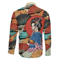 Japanese Geisha Katana Family Matching Mermaid Dress and Hawaiian Shirt Japan Sensu Seigaiha Pattern LT14 - Polynesian Pride