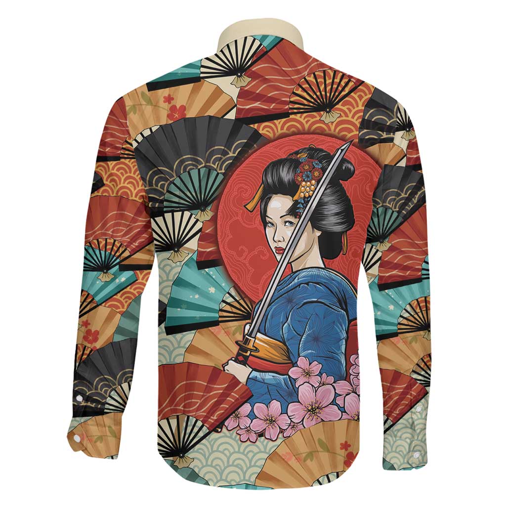 Japanese Geisha Katana Family Matching Off Shoulder Maxi Dress and Hawaiian Shirt Japan Sensu Seigaiha Pattern LT14 - Polynesian Pride