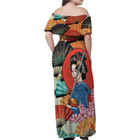 Japanese Geisha Katana Family Matching Off Shoulder Maxi Dress and Hawaiian Shirt Japan Sensu Seigaiha Pattern LT14 - Polynesian Pride