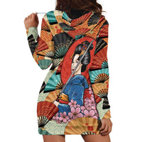 Japanese Geisha Katana Hoodie Dress Japan Sensu Seigaiha Pattern - Polynesian Pride