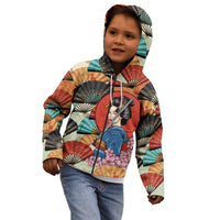 Japanese Geisha Katana Kid Hoodie Japan Sensu Seigaiha Pattern - Polynesian Pride