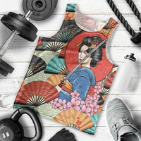 Japanese Geisha Katana Men Tank Top Japan Sensu Seigaiha Pattern LT14 - Polynesian Pride