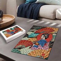 Japanese Geisha Katana Puzzle Japan Sensu Seigaiha Pattern - Polynesian Pride