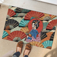 Japanese Geisha Katana Rubber Doormat Japan Sensu Seigaiha Pattern - Polynesian Pride