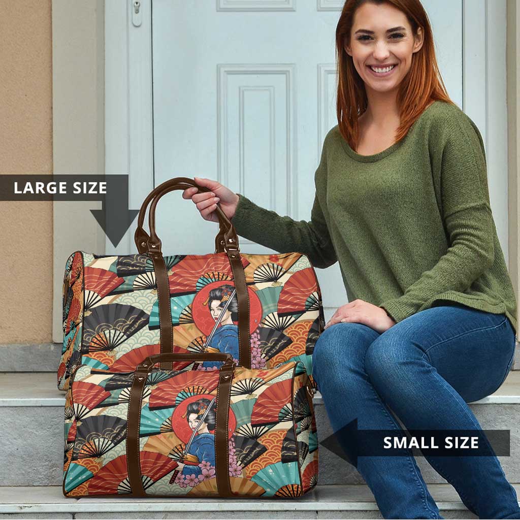 Japanese Geisha Katana Travel Bag Japan Sensu Seigaiha Pattern - Polynesian Pride