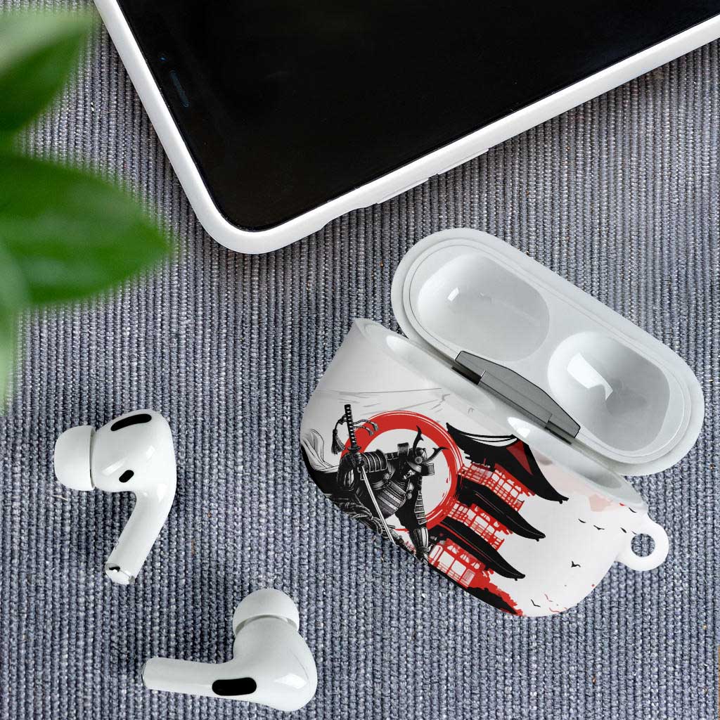 Japanese Samurai Warrior Enso AirPods Case Japan Pagoda Sakura Watercolor - Polynesian Pride