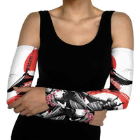 Japanese Samurai Warrior Enso Arm Sleeves Japan Pagoda Sakura Watercolor - Polynesian Pride