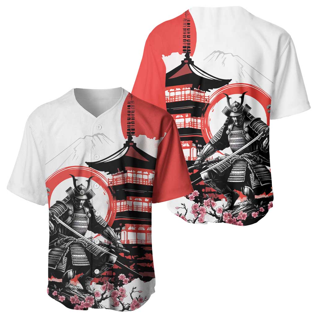 Japanese Samurai Warrior Enso Baseball Jersey Japan Pagoda Sakura Watercolor - Polynesian Pride