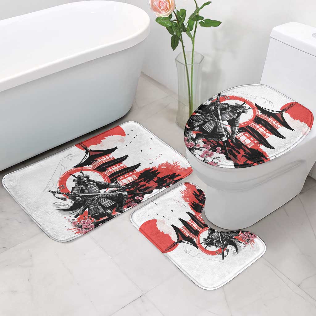 Japanese Samurai Warrior Enso Bathroom Set Japan Pagoda Sakura Watercolor - Polynesian Pride
