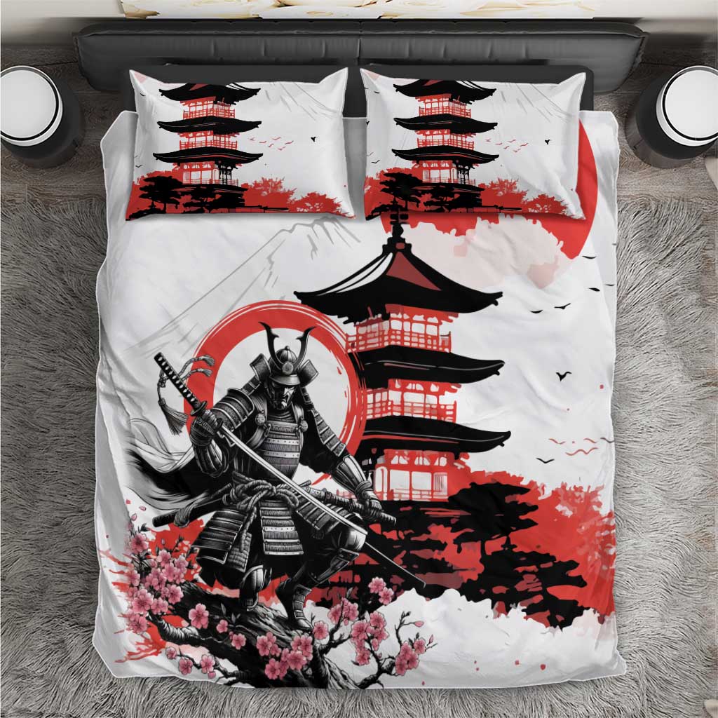 Japanese Samurai Warrior Enso Bedding Set Japan Pagoda Sakura Watercolor - Polynesian Pride