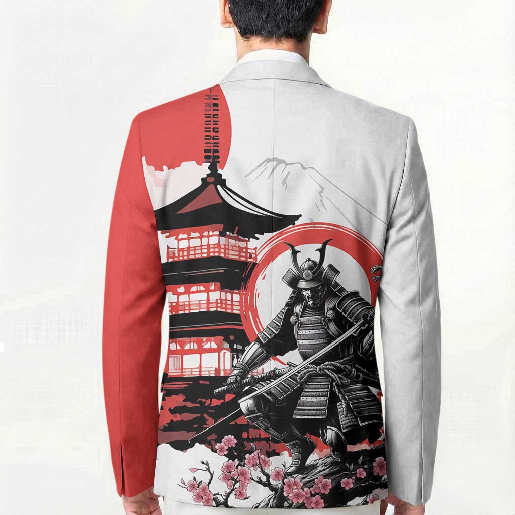 Japanese Samurai Warrior Enso Blazer Japan Pagoda Sakura Watercolor - Polynesian Pride