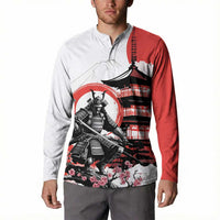 Japanese Samurai Warrior Enso Button Sweatshirt Japan Pagoda Sakura Watercolor - Polynesian Pride