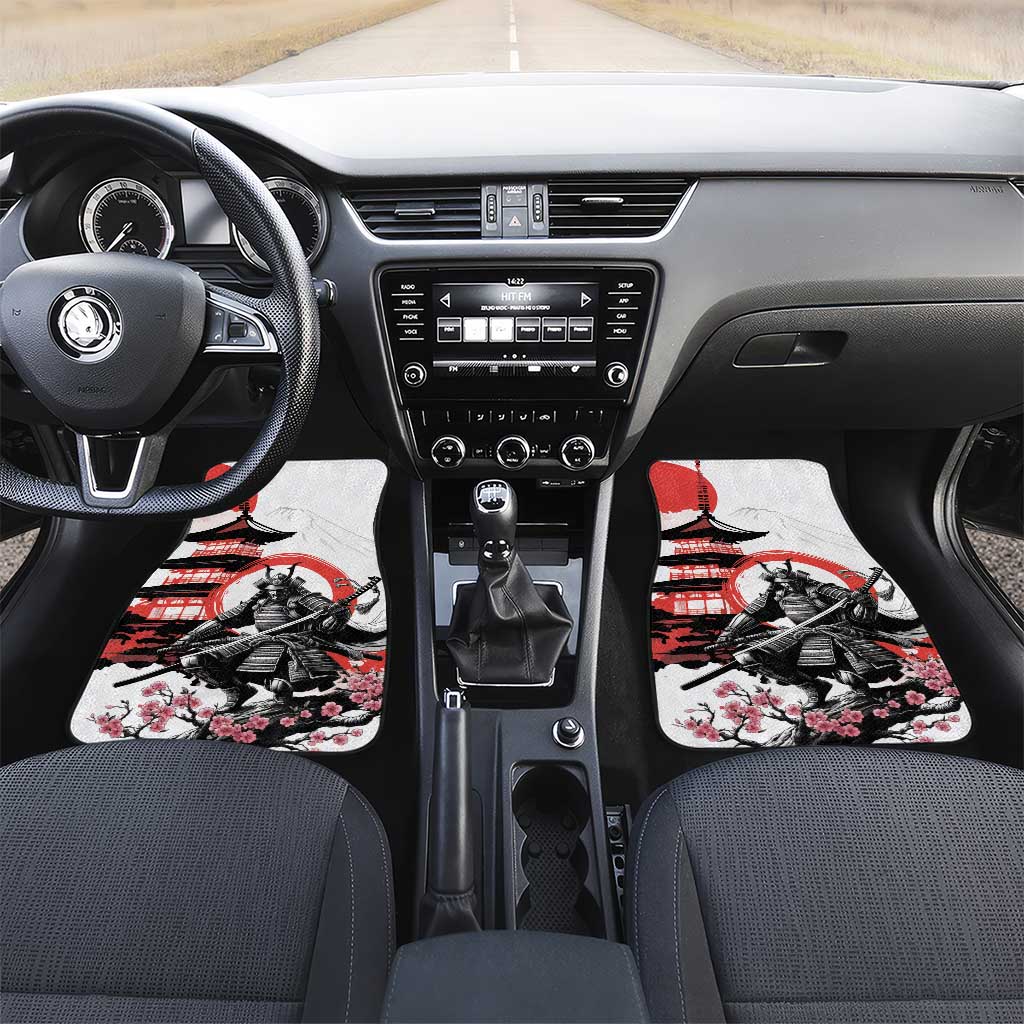 Japanese Samurai Warrior Enso Car Mats Japan Pagoda Sakura Watercolor - Polynesian Pride