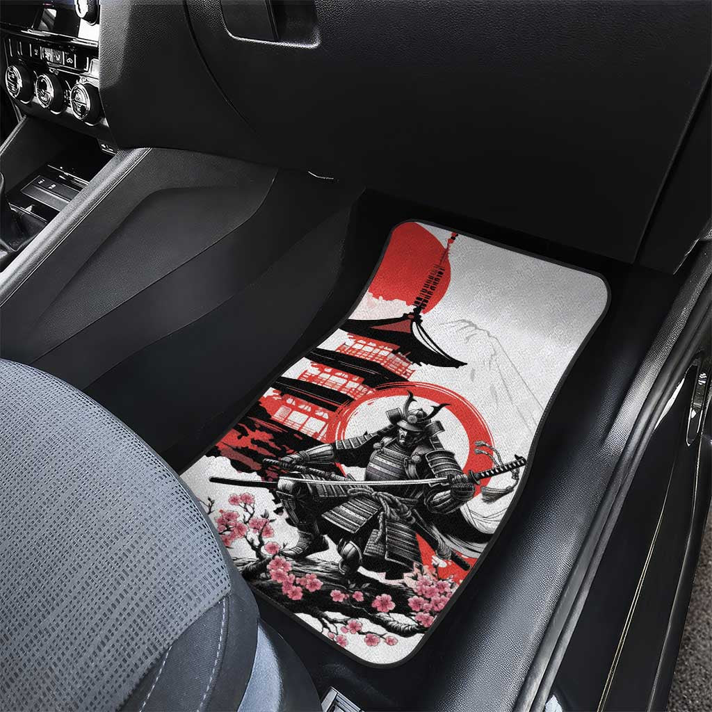 Japanese Samurai Warrior Enso Car Mats Japan Pagoda Sakura Watercolor - Polynesian Pride