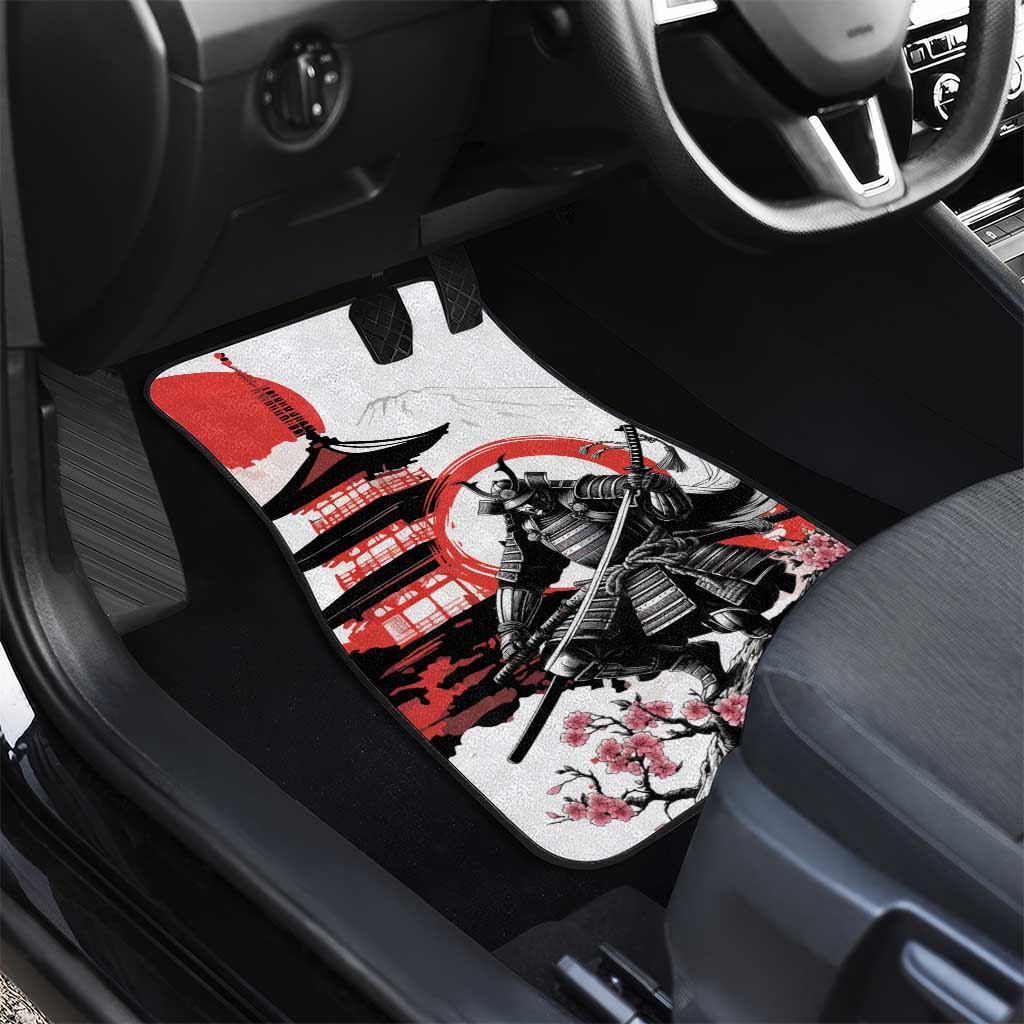 Japanese Samurai Warrior Enso Car Mats Japan Pagoda Sakura Watercolor - Polynesian Pride