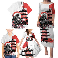Japanese Samurai Warrior Enso Family Matching Puletasi and Hawaiian Shirt Japan Pagoda Sakura Watercolor LT14 - Polynesian Pride