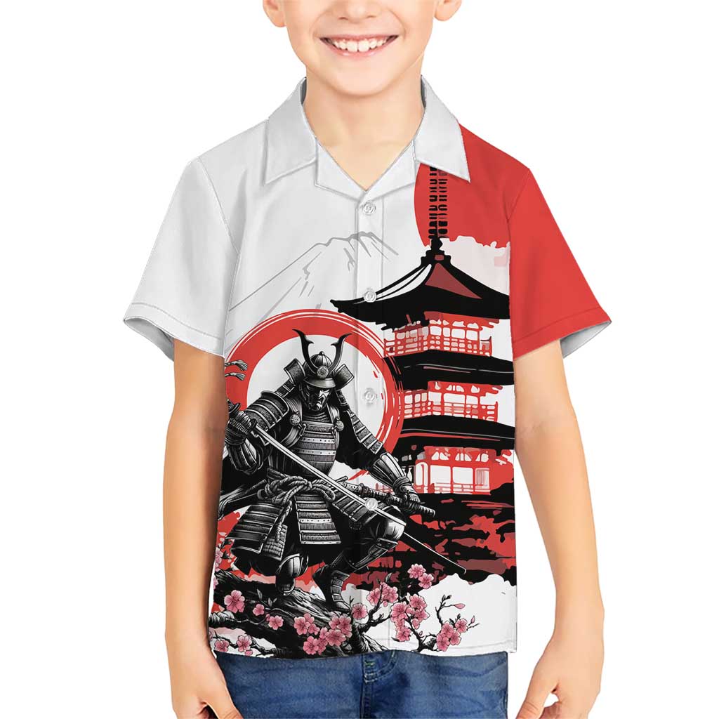 Japanese Samurai Warrior Enso Family Matching Tank Maxi Dress and Hawaiian Shirt Japan Pagoda Sakura Watercolor LT14 Son's Shirt White - Polynesian Pride