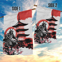 Japanese Samurai Warrior Enso Garden Flag Japan Pagoda Sakura Watercolor - Polynesian Pride