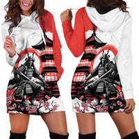 Japanese Samurai Warrior Enso Hoodie Dress Japan Pagoda Sakura Watercolor - Polynesian Pride