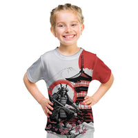Japanese Samurai Warrior Enso Kid T Shirt Japan Pagoda Sakura Watercolor - Polynesian Pride