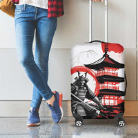 Japanese Samurai Warrior Enso Luggage Cover Japan Pagoda Sakura Watercolor - Polynesian Pride