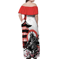 Japanese Samurai Warrior Enso Off Shoulder Maxi Dress Japan Pagoda Sakura Watercolor - Polynesian Pride