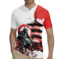 Japanese Samurai Warrior Enso Rugby Jersey Japan Pagoda Sakura Watercolor - Polynesian Pride