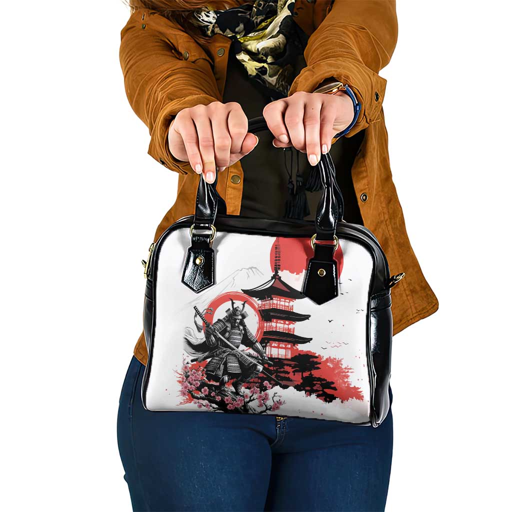Japanese Samurai Warrior Enso Shoulder Handbag Japan Pagoda Sakura Watercolor - Polynesian Pride