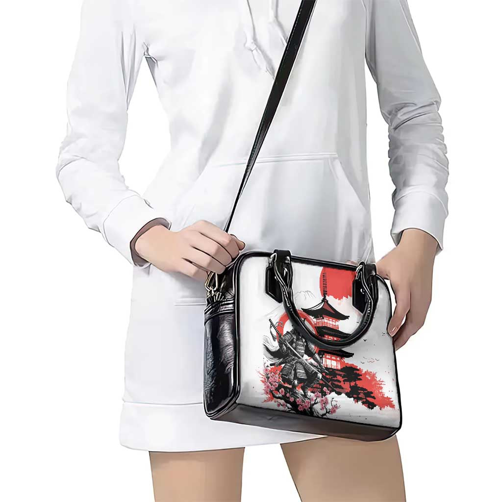 Japanese Samurai Warrior Enso Shoulder Handbag Japan Pagoda Sakura Watercolor - Polynesian Pride
