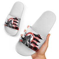 Japanese Samurai Warrior Enso Slide Sandals Japan Pagoda Sakura Watercolor - Polynesian Pride
