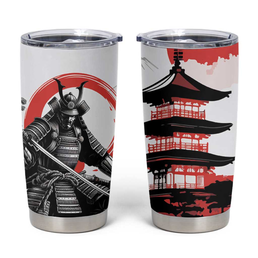Japanese Samurai Warrior Enso Tumbler Cup Japan Pagoda Sakura Watercolor - Polynesian Pride