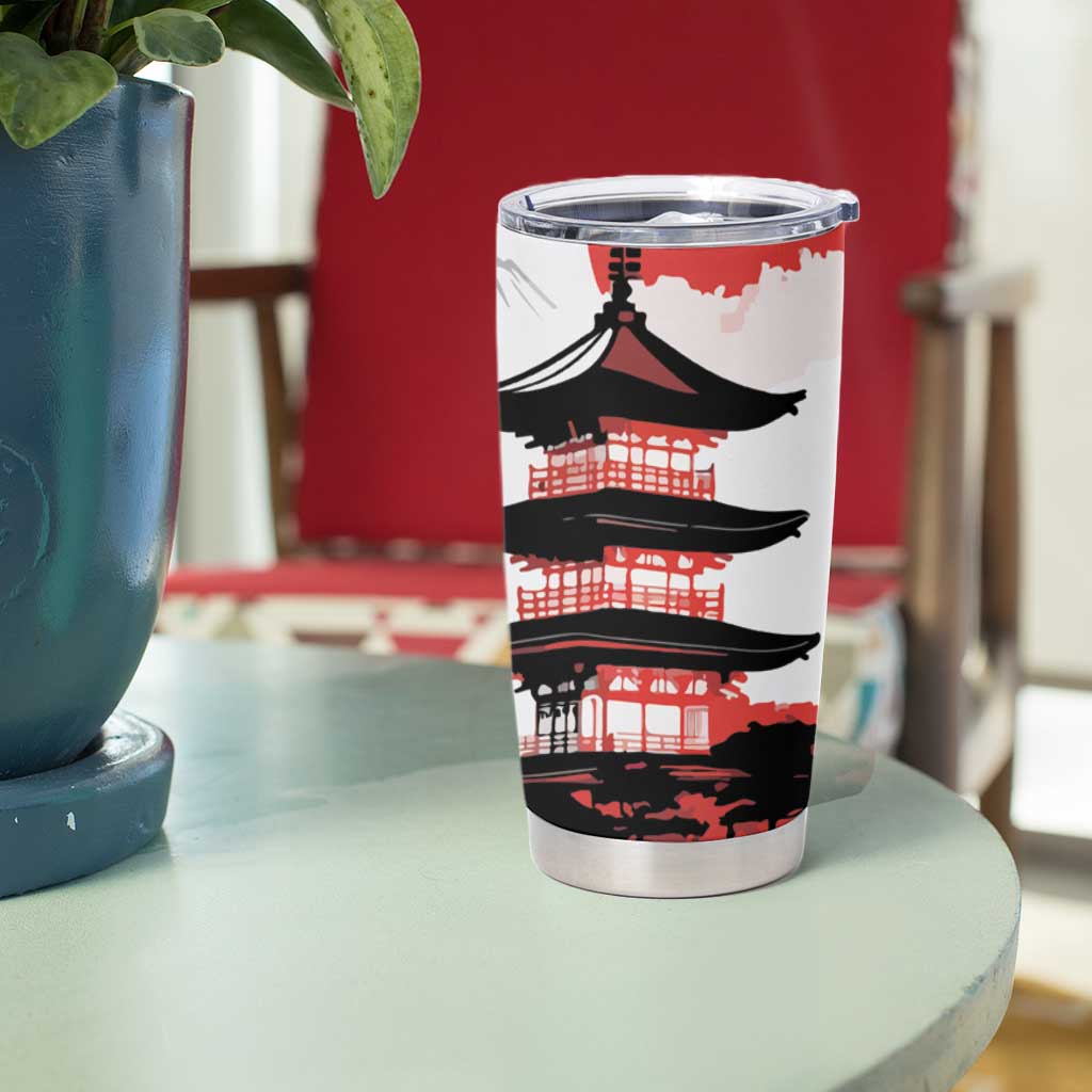 Japanese Samurai Warrior Enso Tumbler Cup Japan Pagoda Sakura Watercolor - Polynesian Pride
