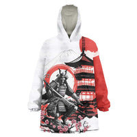 Japanese Samurai Warrior Enso Wearable Blanket Hoodie Japan Pagoda Sakura Watercolor - Polynesian Pride